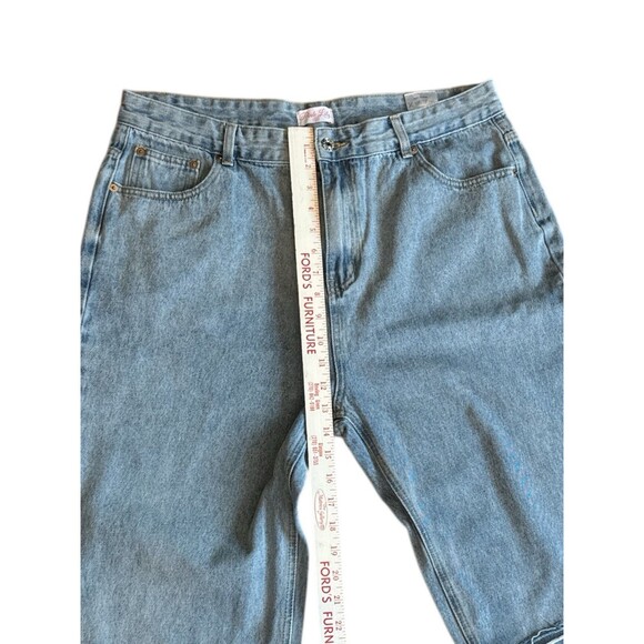 Baggy High Rise Wide Leg Distressed Jeans Pink Lily Light Wash Denim Size 32 - Picture 7 of 10